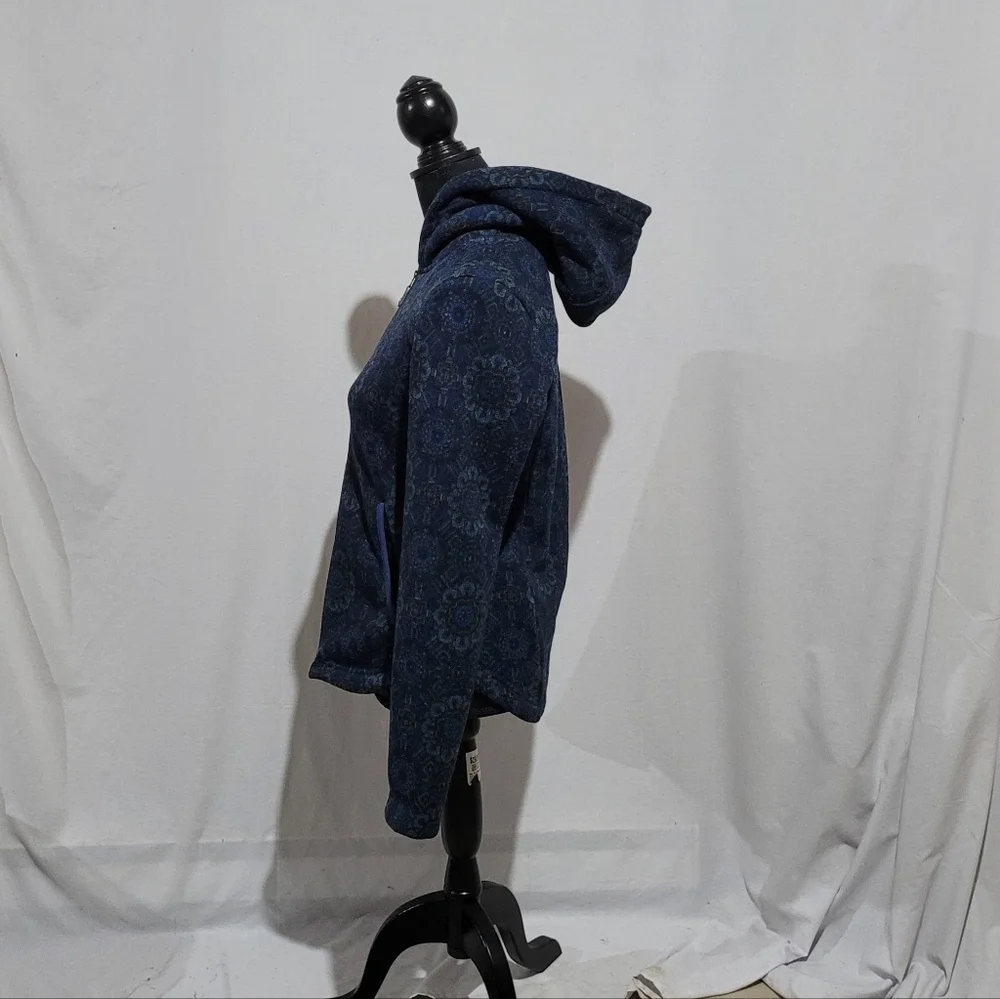 Sherpa jacket hoodie coat mid layer athletic outdoor paisley sustainable blue - Picture 5 of 16